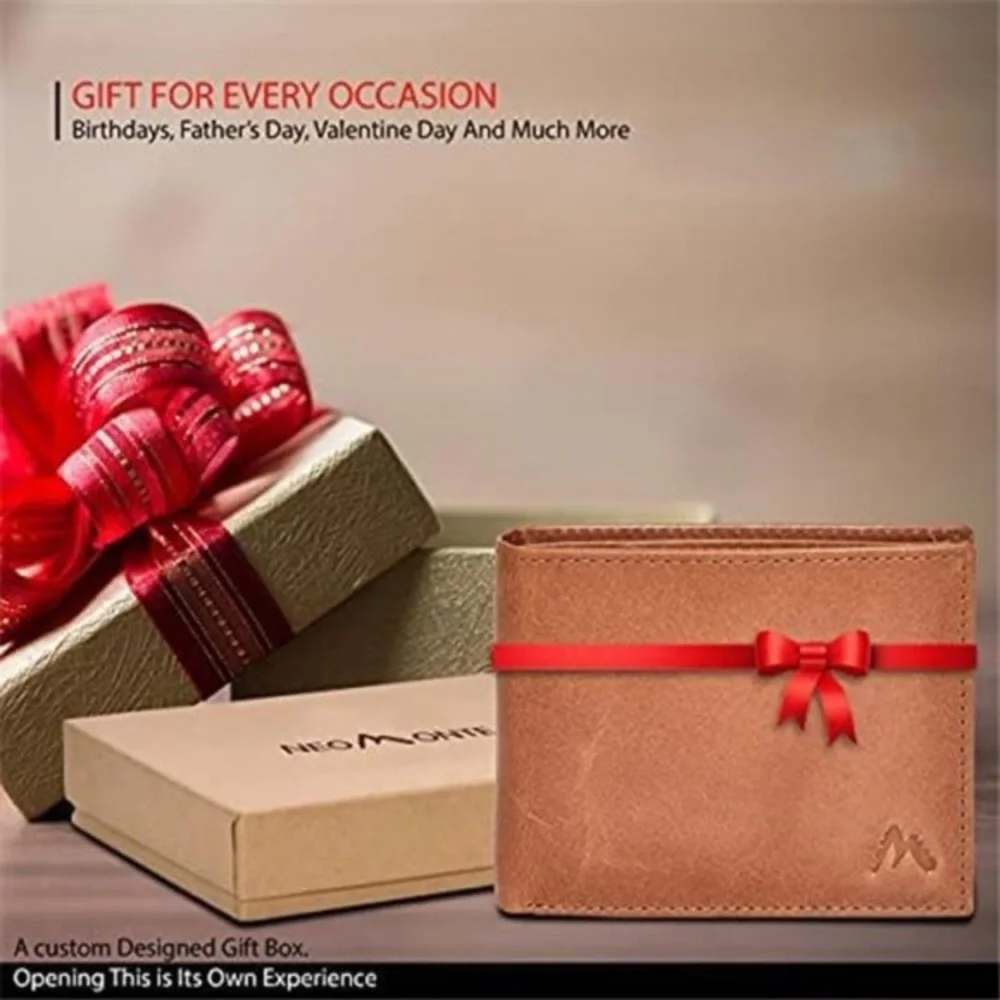 Leather Wallet for men RFID blocking Credit Card Holder with 2 ID Slim wallets